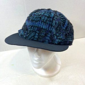 Columbia Blue Black Fuzzy Winter Cabbie Hat Cap USA L/XL